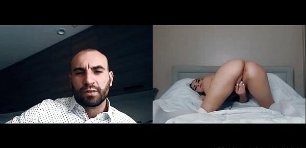  Sexy Athena Faris webcam masturbation while bald stud watches